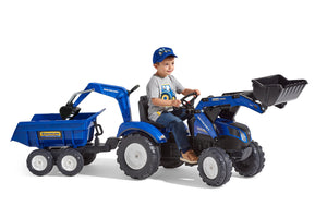 New Holland T8 Tractor With Front Loader, Backhoe & Trailer