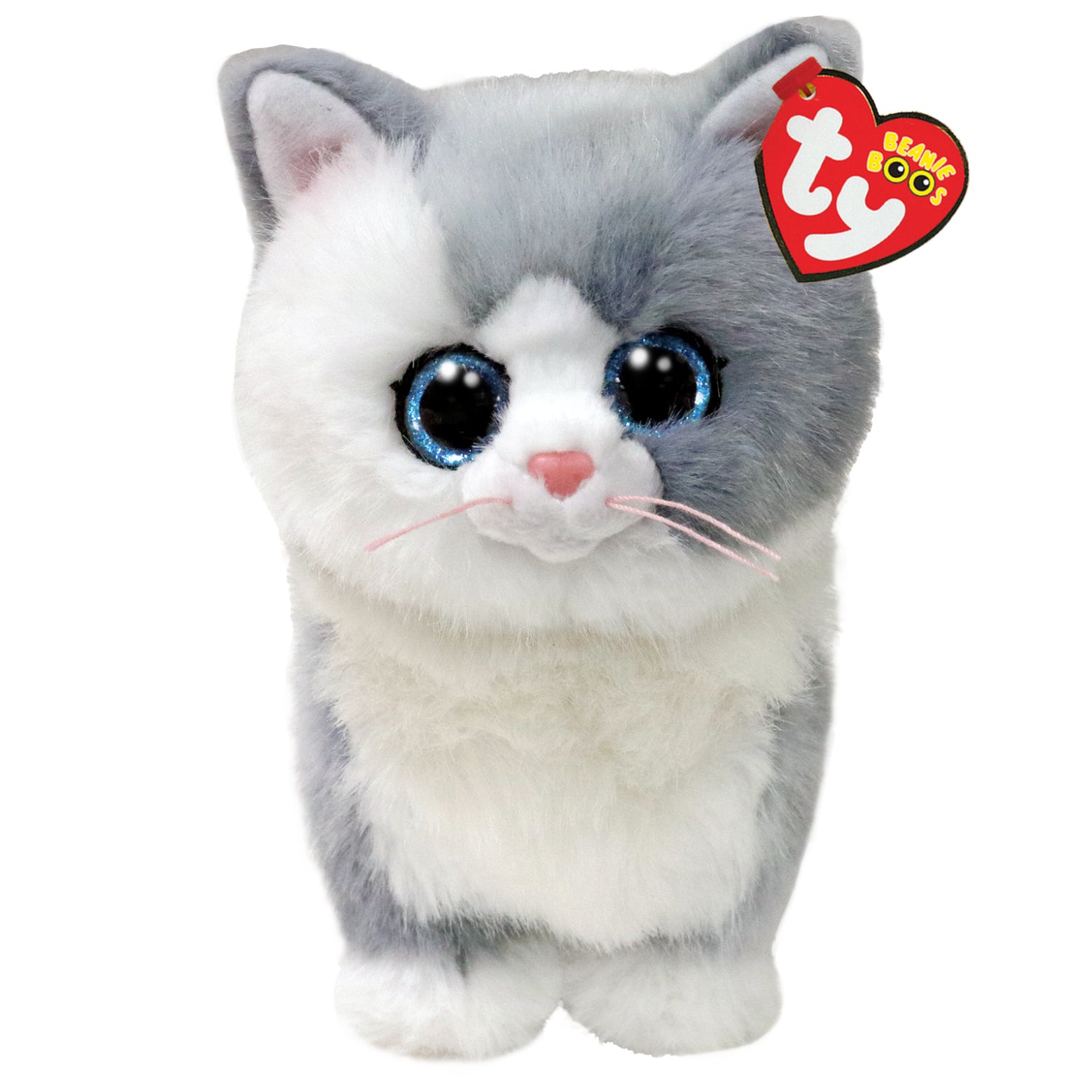 Ty Beanie Boo Furley Cat Grey And White Regular