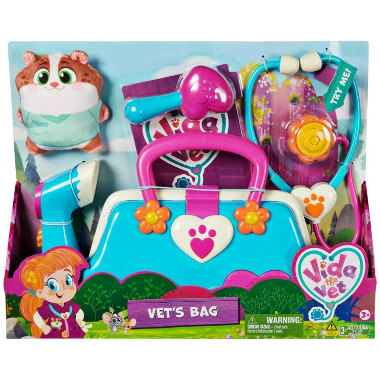 Vida The Vet Vet’s Bag With 5 Veterinary Doctor Kit Accessories, 1 Popcorn Plush Toy & Stickers