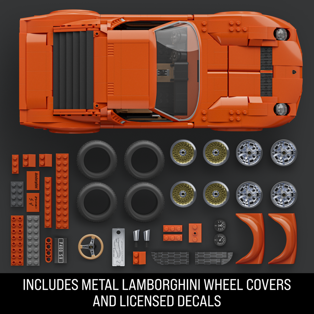 Mattel Brick Shop Hot Wheels Premium Series '71 Lamborghini Miura P400 Sv Building Set