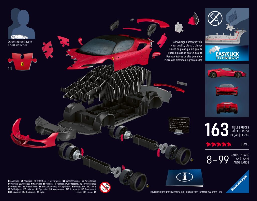Ravensburger Iconics 3D Puzzle Ferrari Sf90 Stradale 108 Pieces