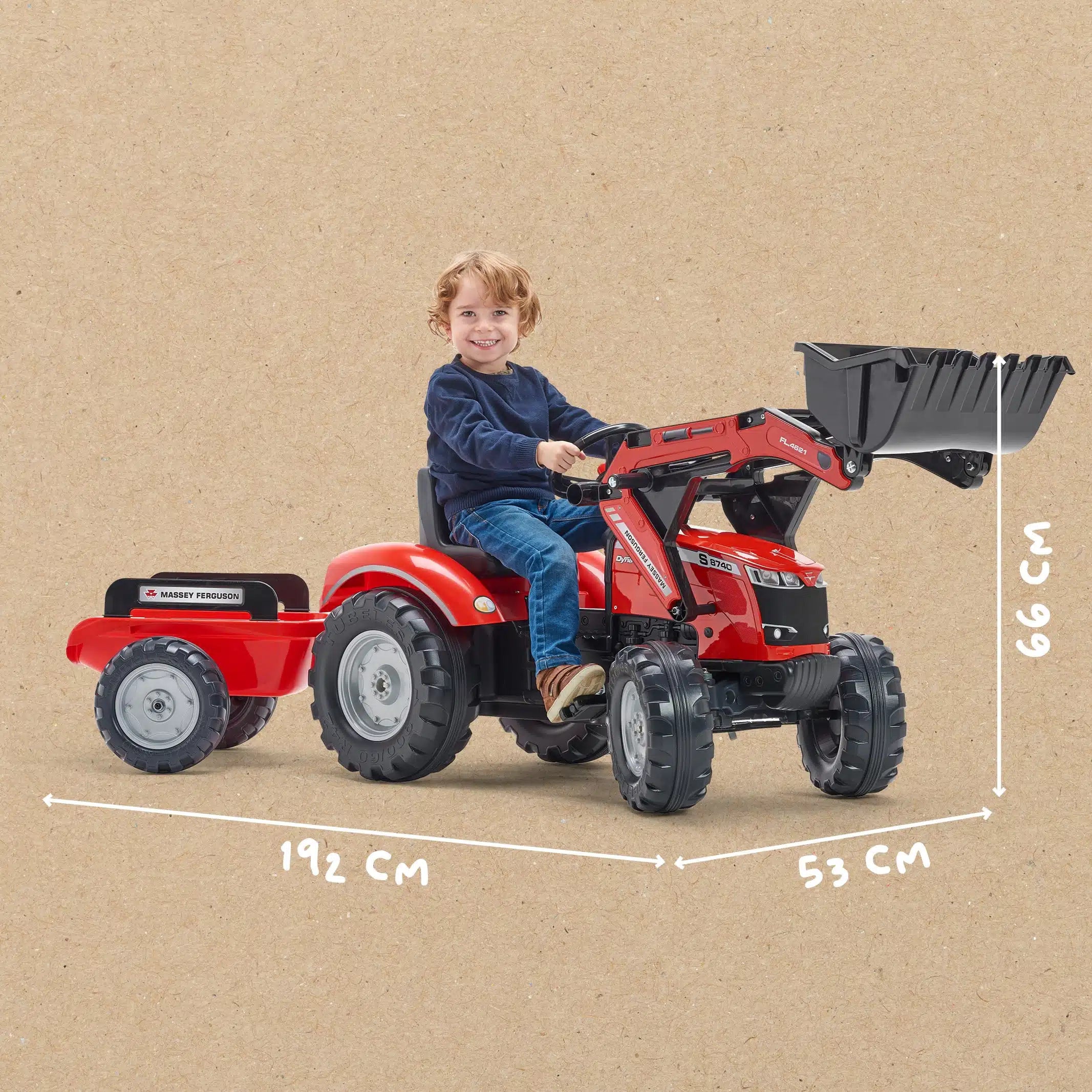 Falk Red Massey Ferguson S8740 Tractor With Front Loader And Trailer