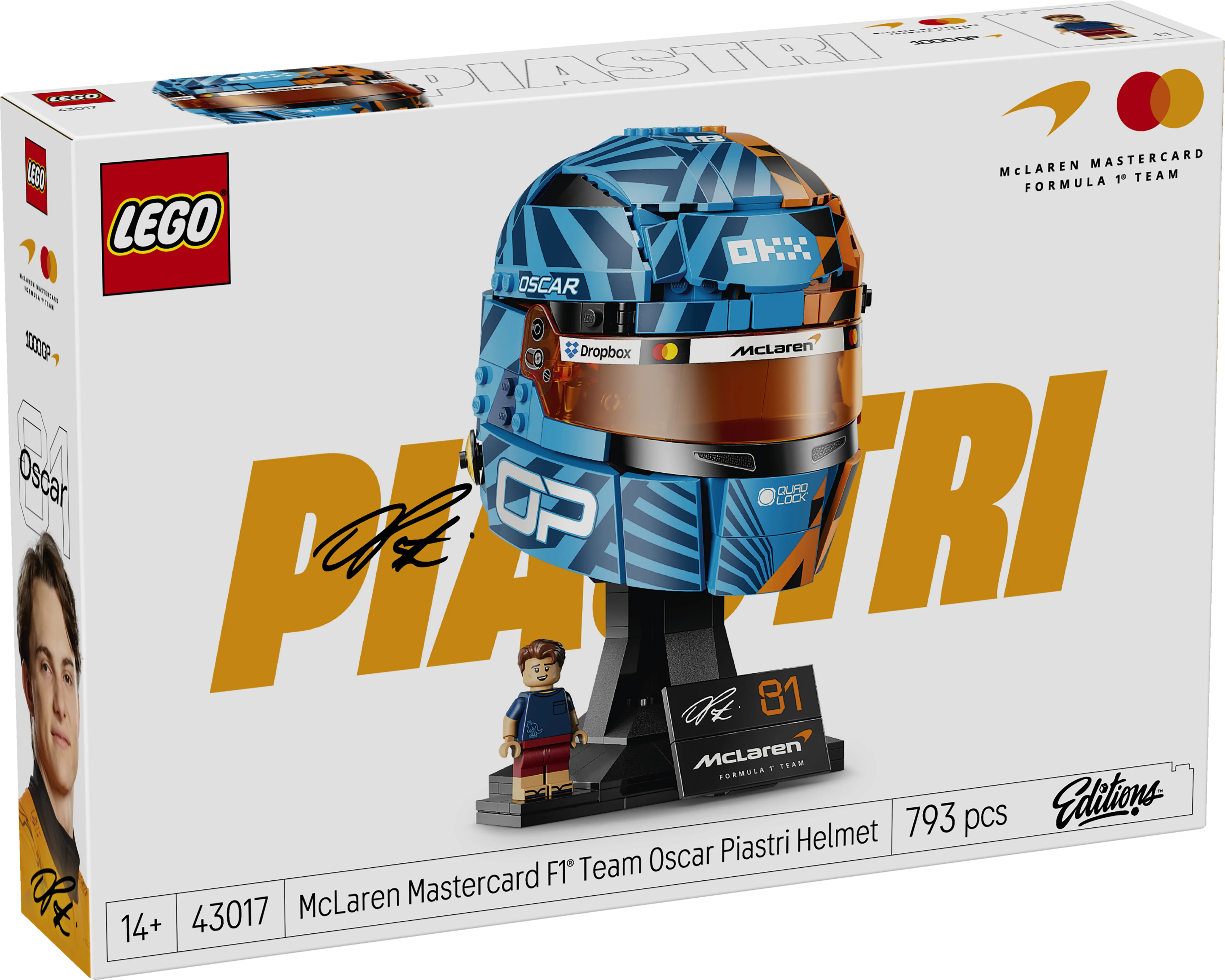 Lego Editions Mclaren Mastercard F1 Team Oscar Piastri Helmet 43017