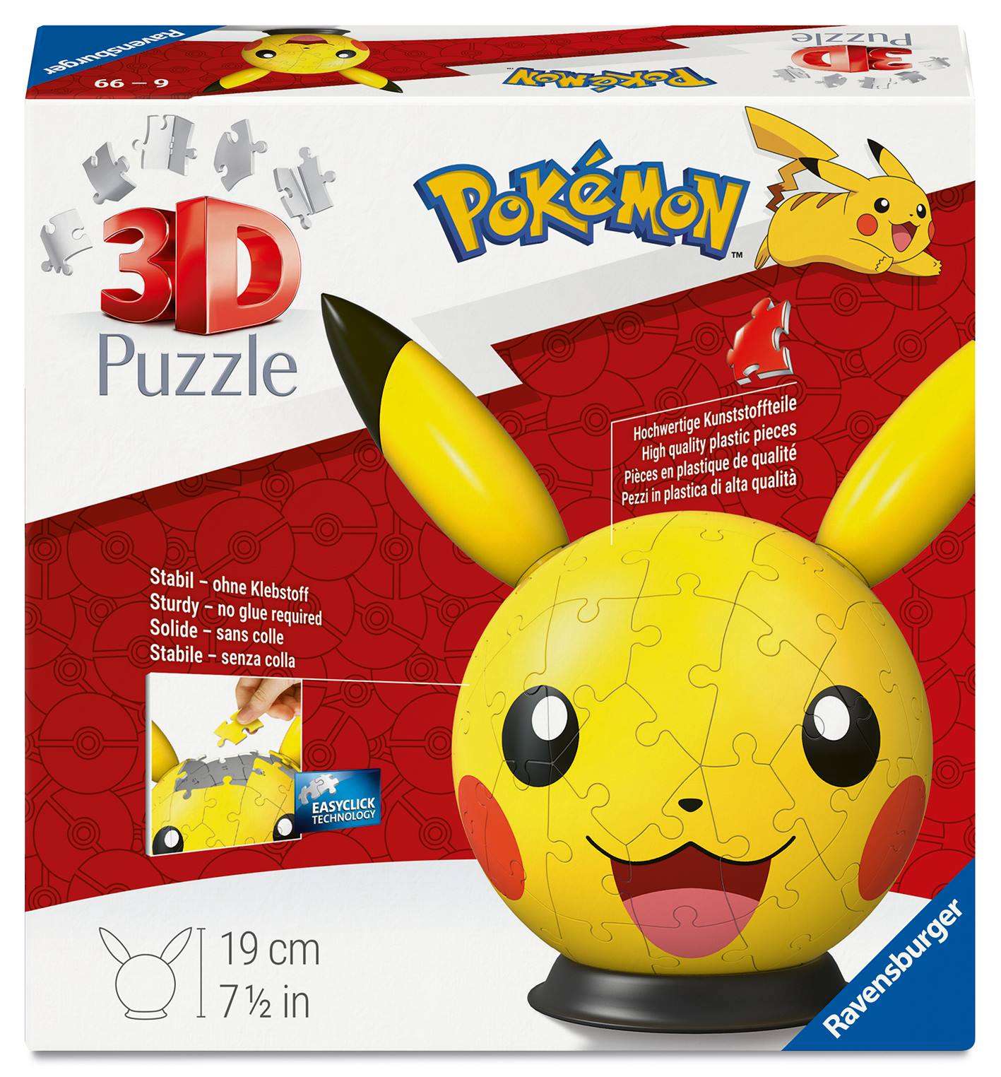 Ravensburger Pokemon Pikachu With Ears 72 Piece 3D Jigsaw Puzzle