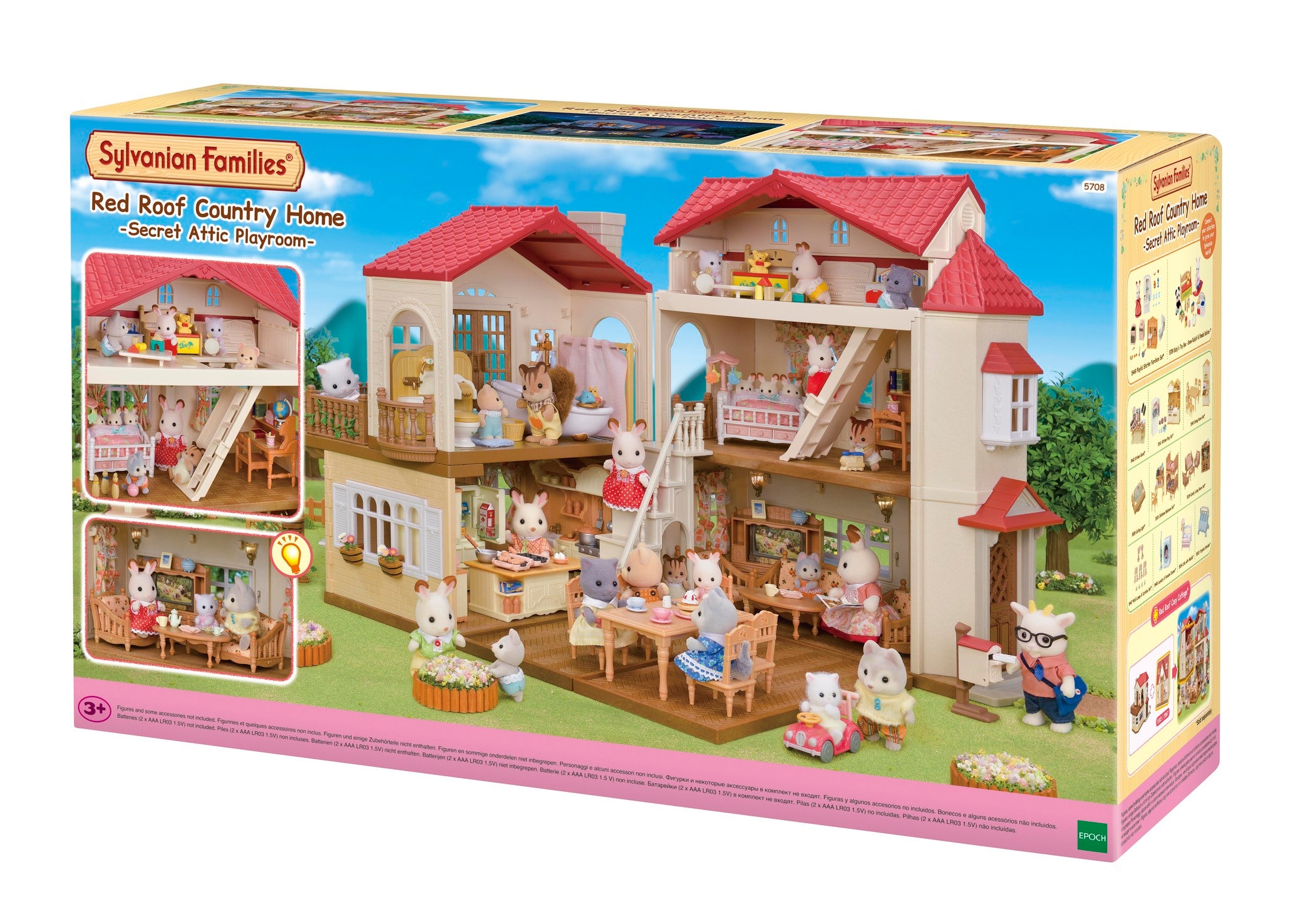 Sylvanian Families Red Roof Country Home With Secret Attic Playroom
