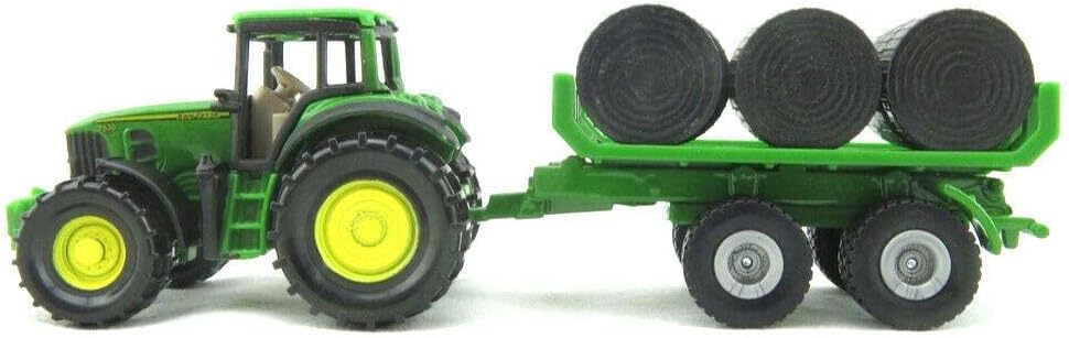 Siku John Deere 7530 Tractor With Bale Trailer & 6 Bales – 1:72 Scale