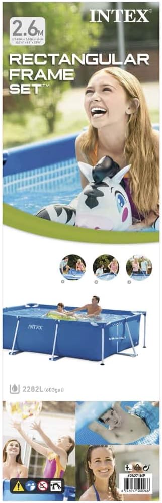 Intex 2.60M Rectangular Metal Frame Pool