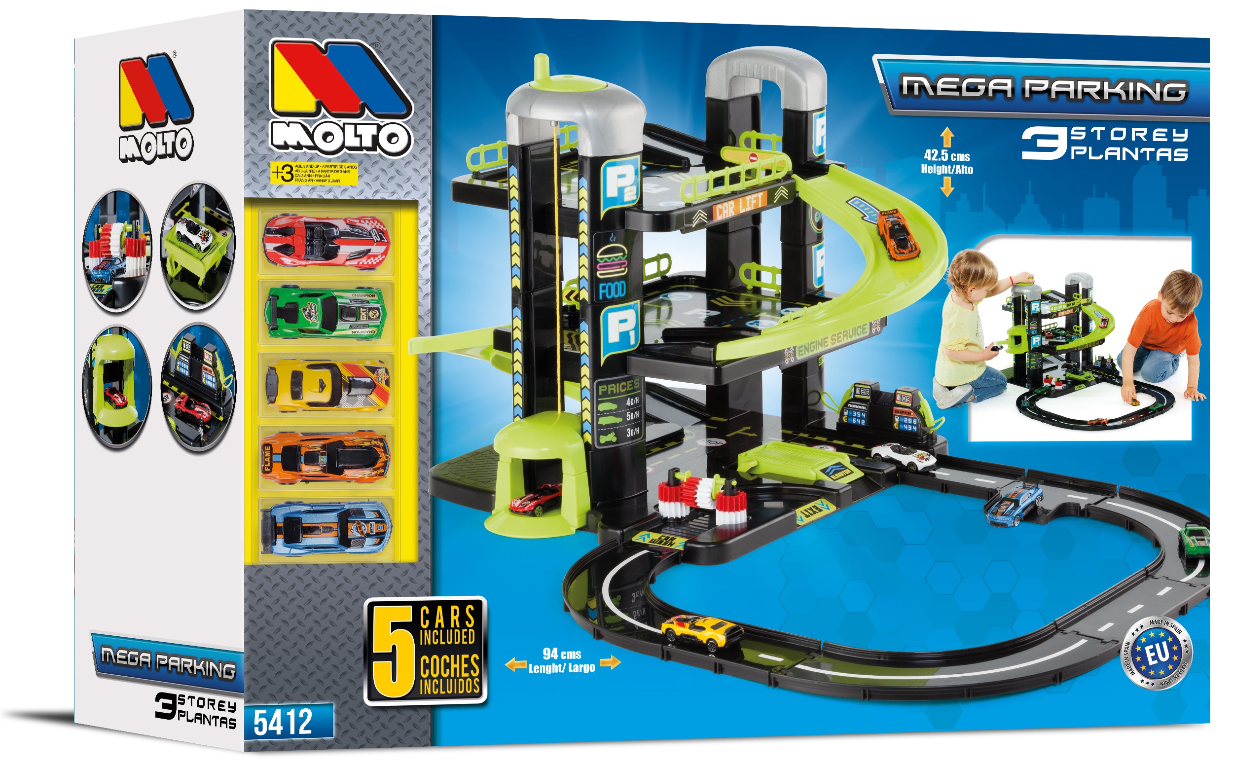 3 Storey Parking With Tracks And 5 Cars