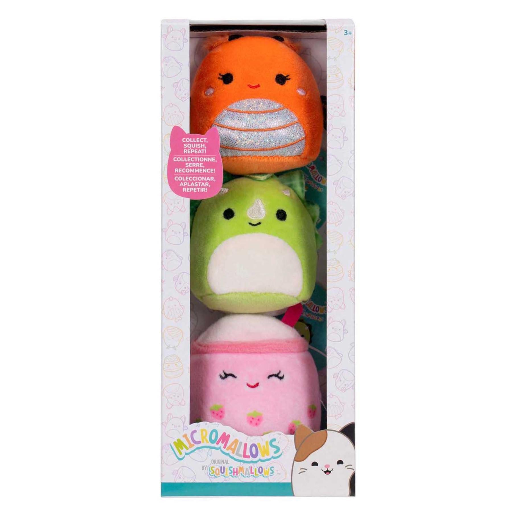 Micromallows 3 Pack, Super Soft Mini Squishmallows 6.5 Cm Plush Figures (Mony, Tristan, Victoria)