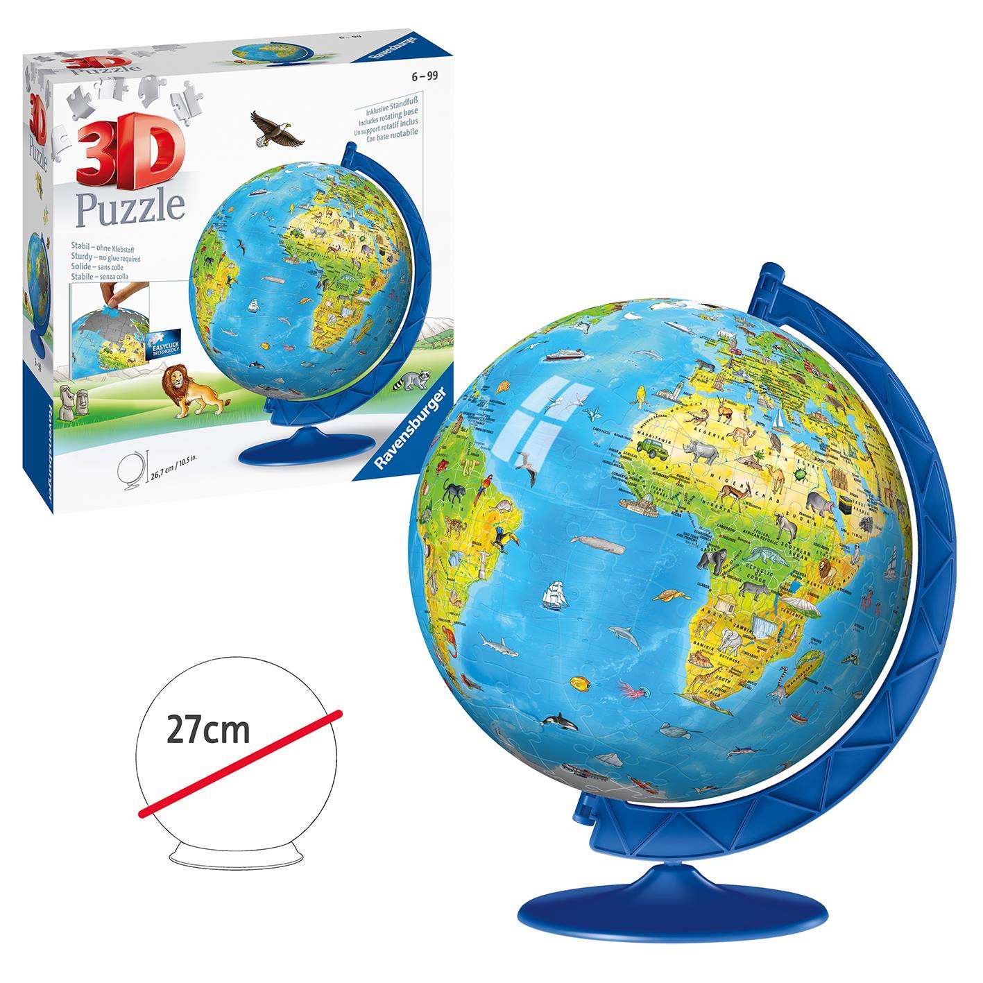 Ravensburger Children's World Globe, 180 Piece 3D Jigsaw Puzzle