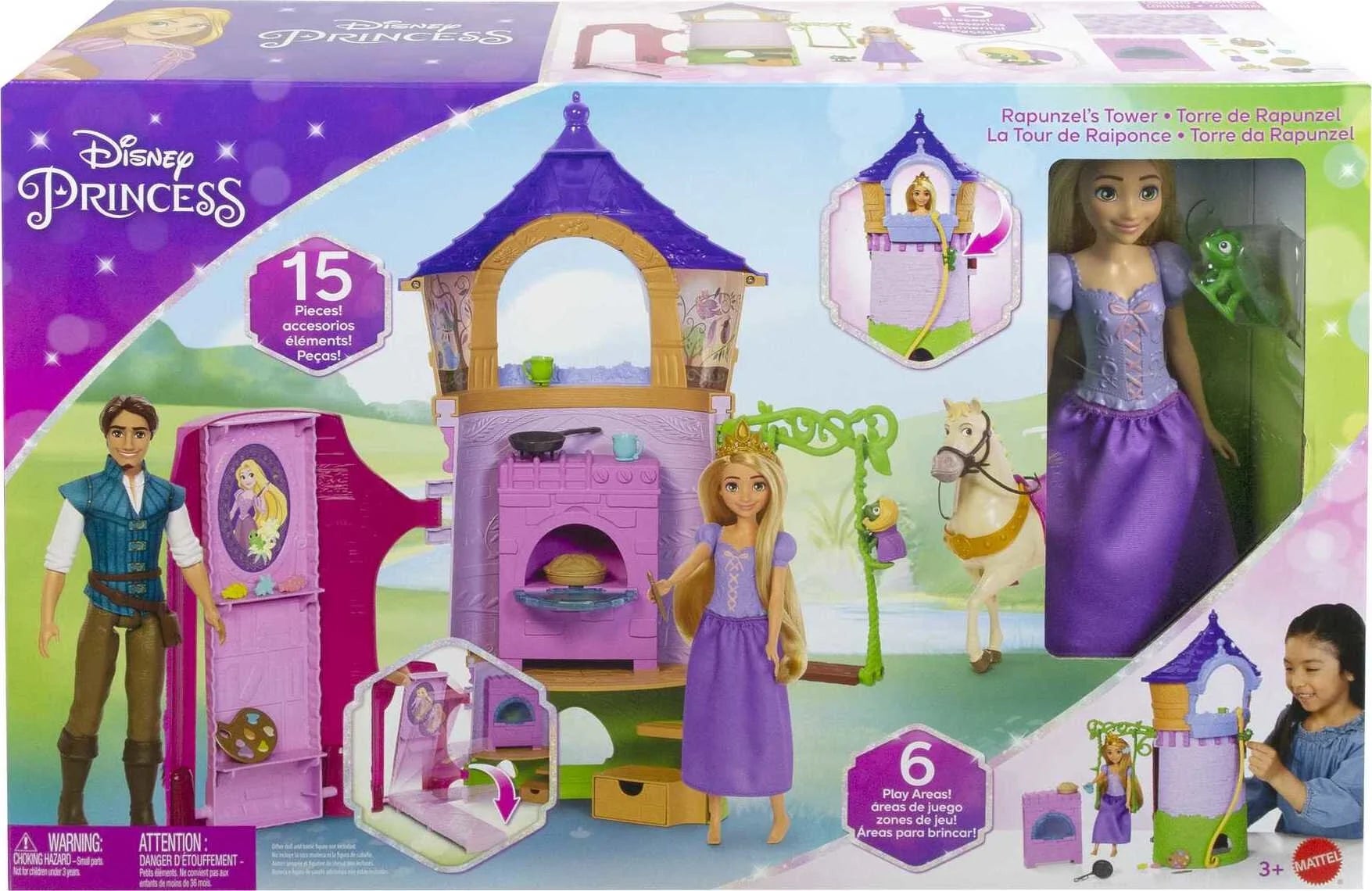 Disney Princess Rapunzel's Tower Playset With Doll, Tower Dollhouse And 15 Accessories