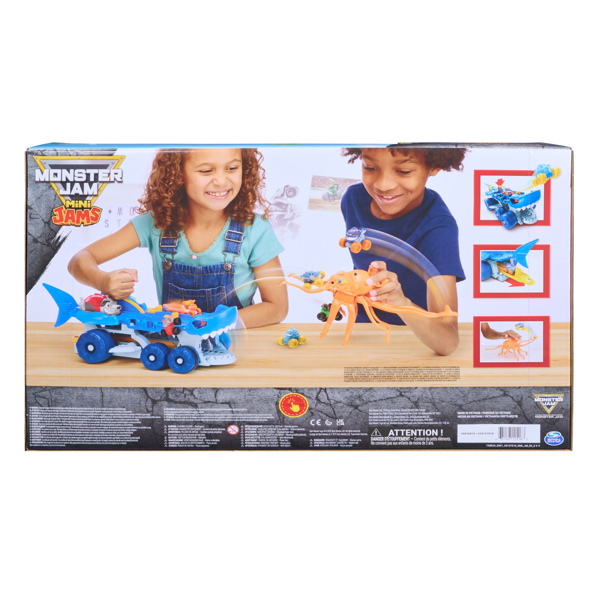 Monster Jam Mini Jams Megalodon Squid Takedown Playset With 2 Exclusive Mini Monster Trucks, Megalodon & Monster Manta