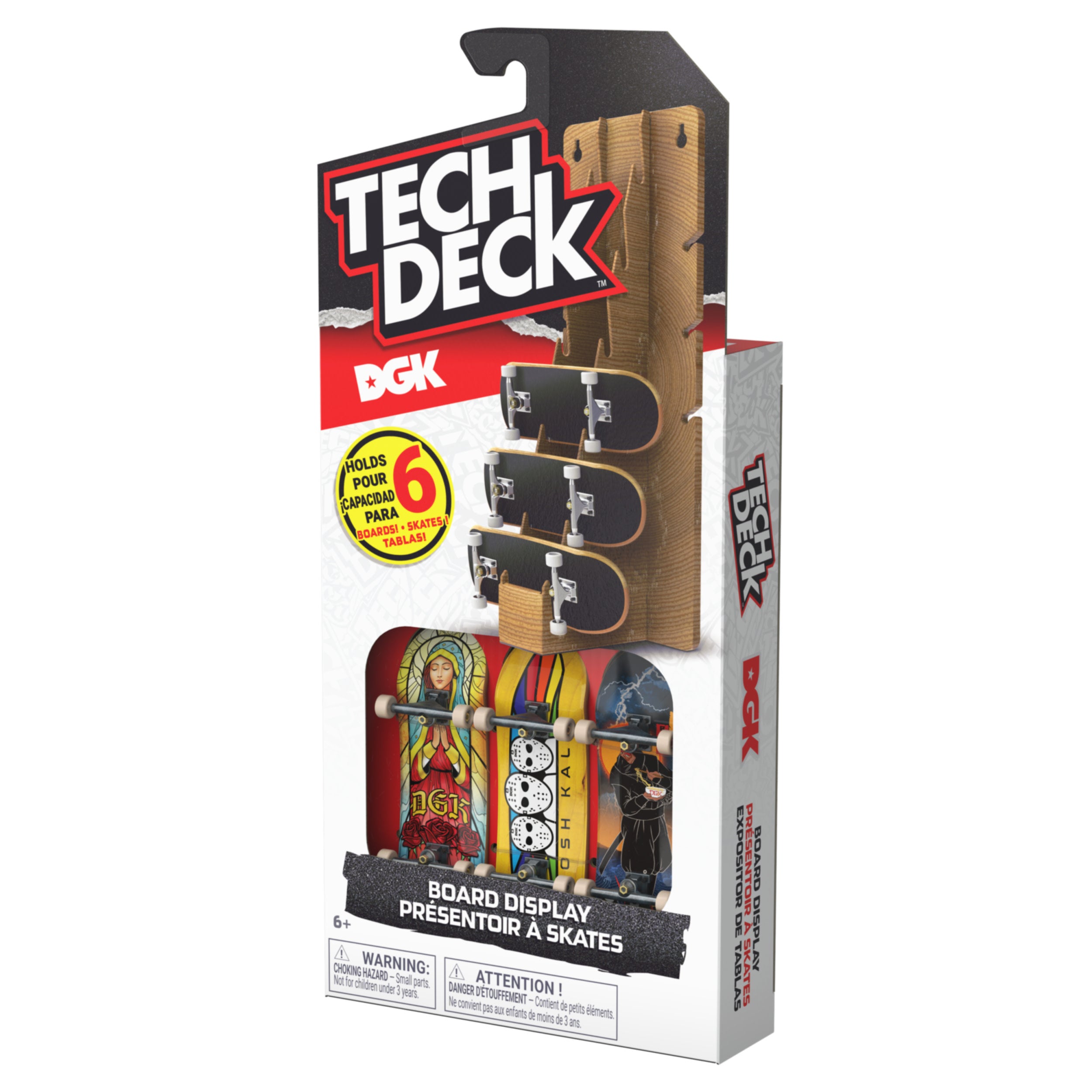 Tech Deck Dgk Fingerboard Display Stand And Skateboard Wall Mount Holds 6 Decks And Includes 3 Exclusive Tech Deck Fingerboards