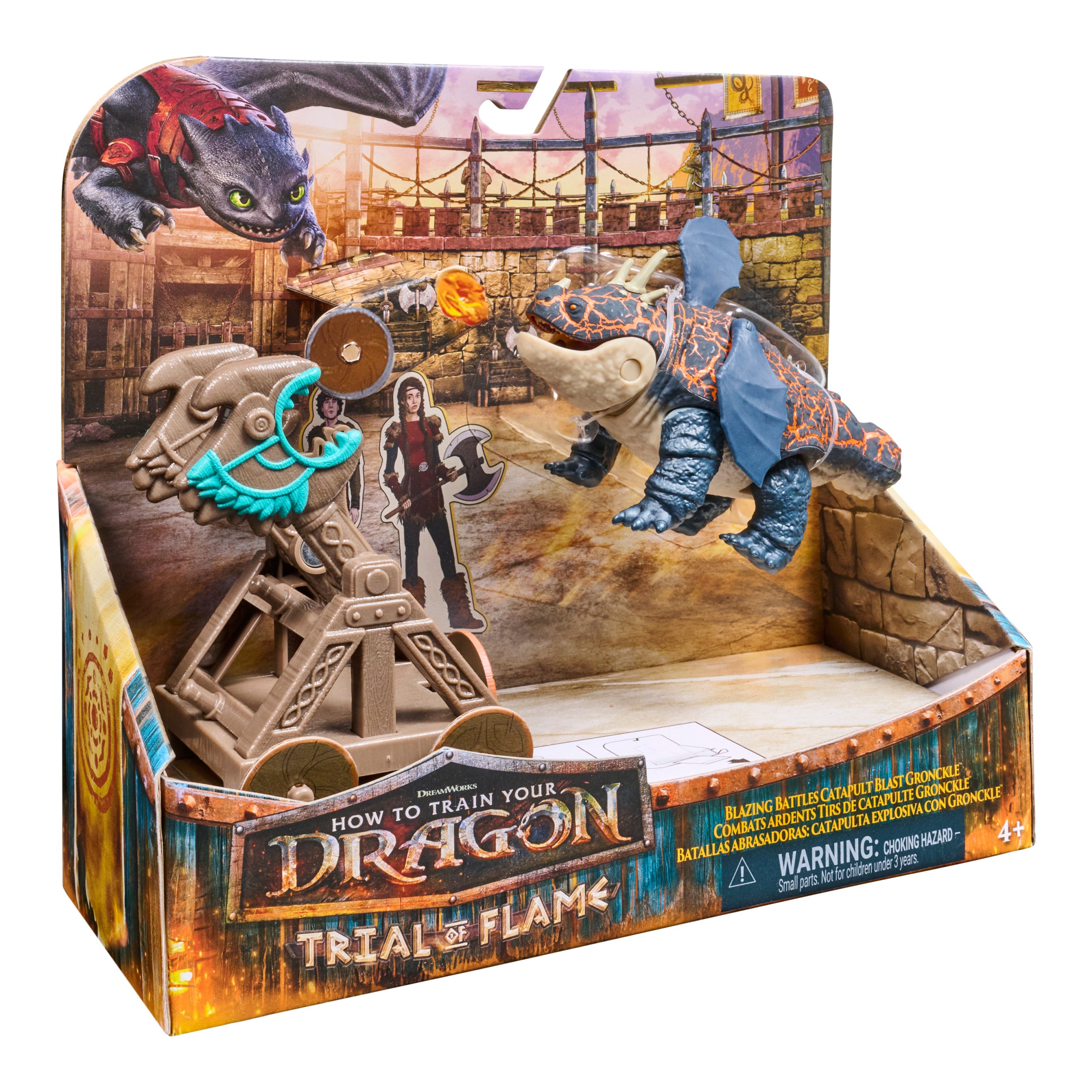 Dreamworks Dragons, Trial Of Flame, Blazing Battles Catapult Blast Gronckle Playset