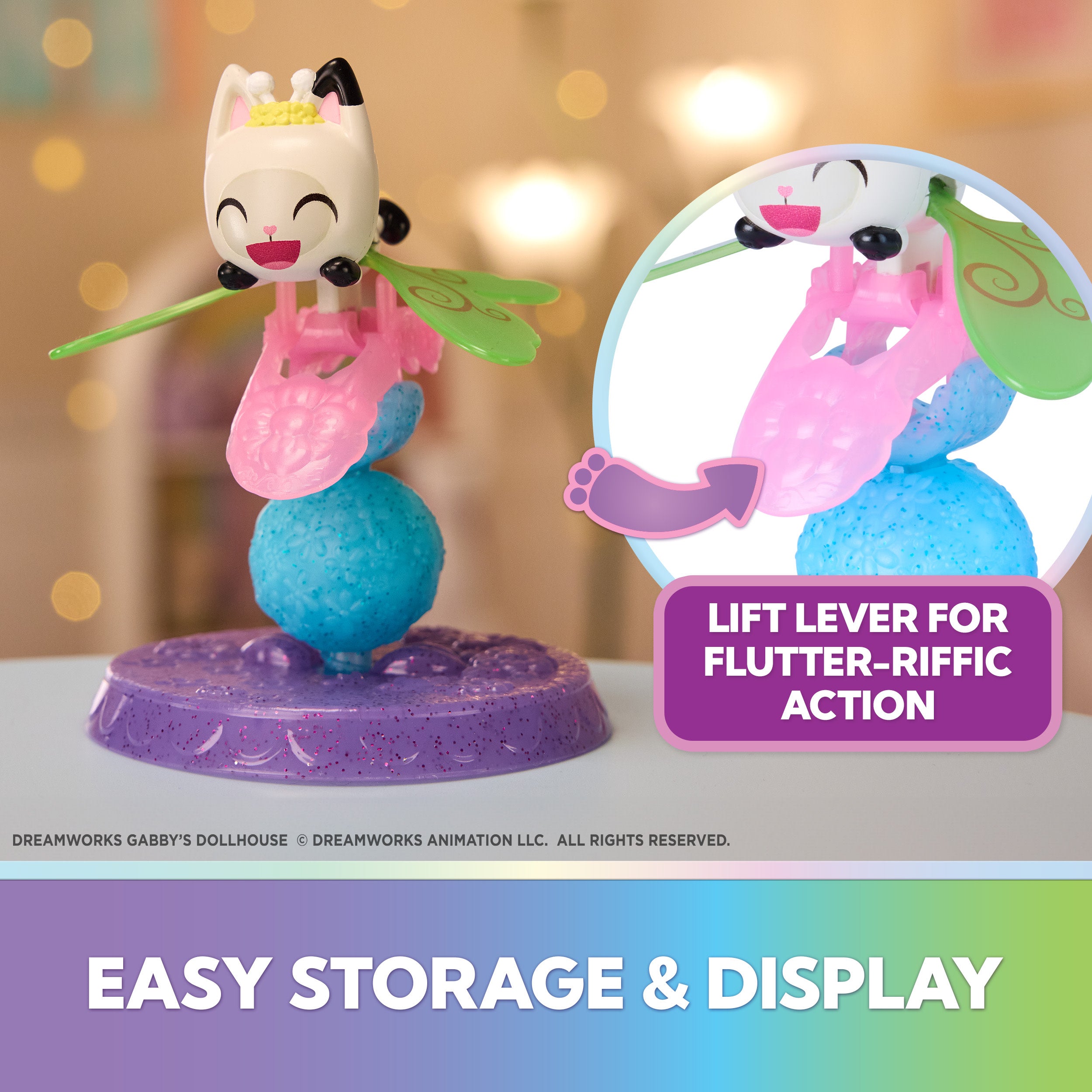 Gabby's Dollhouse Fairylandia, Kitty Fairy Flutter-Riffic Fairy Ring With Display Stand  Assortment