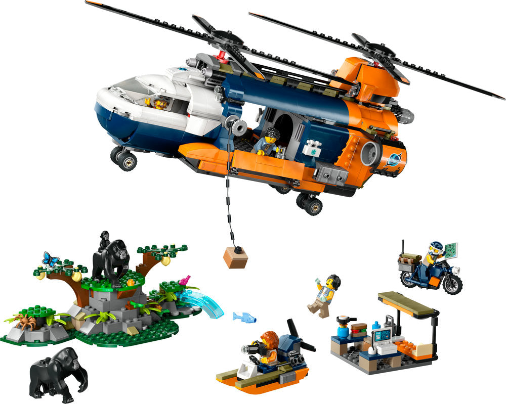 Lego® City Jungle Explorer Helicopter At Base Camp Set 60437