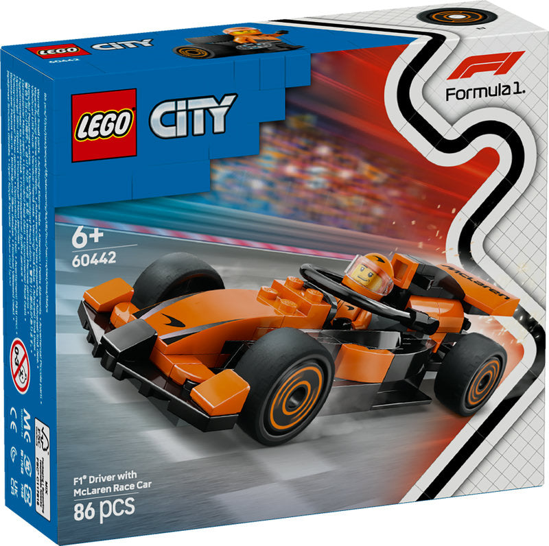 Lego® City F1® Driver With Mclaren Race Car Mini Vehicle Toy Playset 60442