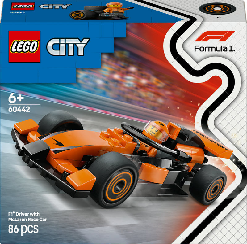 Lego® City F1® Driver With Mclaren Race Car Mini Vehicle Toy Playset 60442