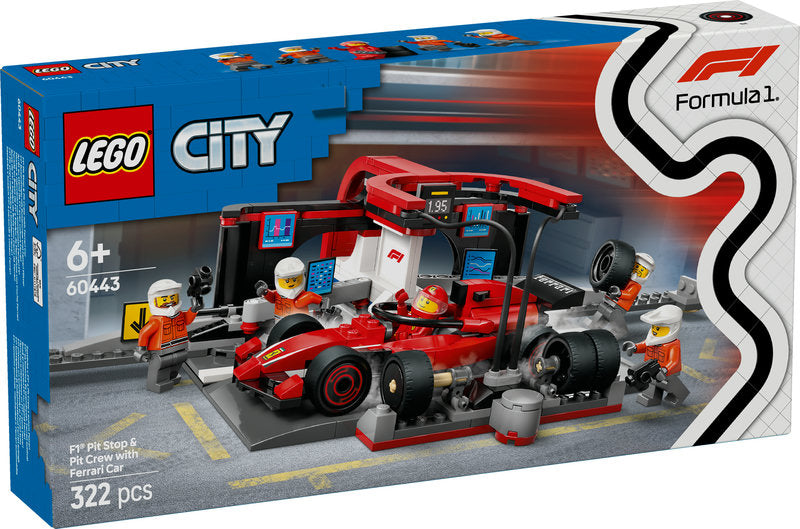 Lego® City F1® Pit Stop & Pit Crew With Ferrari Car Racing Vehicle Toy 60443
