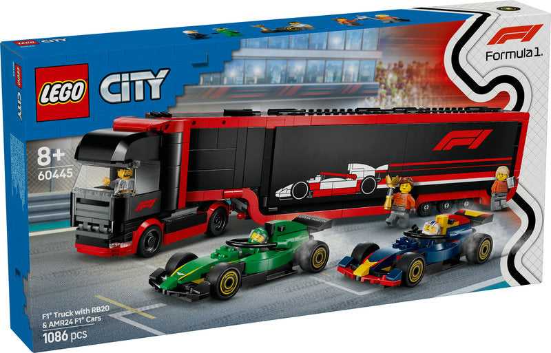Lego® City 60445 F1® Truck With Rb20 & Amr24 F1® Cars Toy Racing Transporter Set