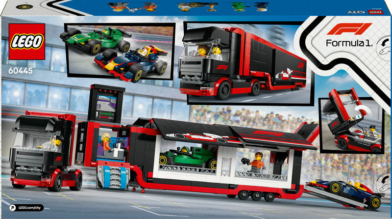Lego® City 60445 F1® Truck With Rb20 & Amr24 F1® Cars Toy Racing Transporter Set