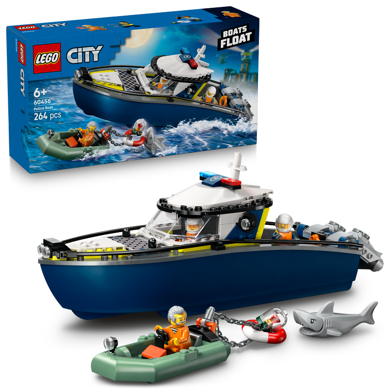 Lego City 60456 Police Boat Chase Toy With A Floatable Speedboat And Dinghy