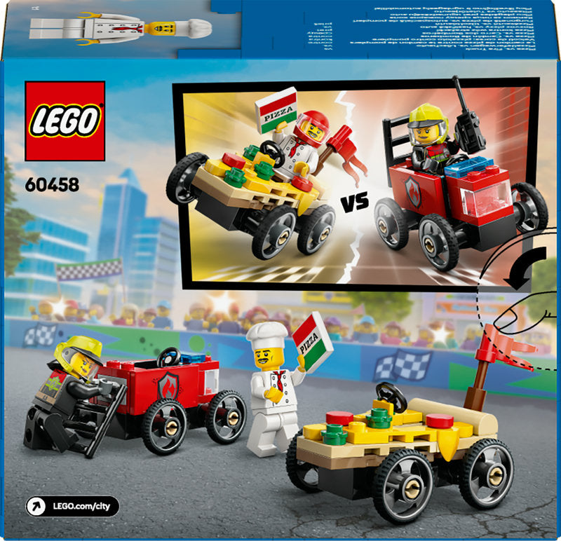 Lego® City Pizza Vs. Fire Truck Race Car Pack Toy Soapbox Racing Set 60458