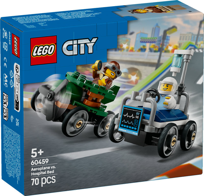 Lego® City Aeroplane Vs. Hospital Bed Race Car Pack Soapbox Racing Toy 60459