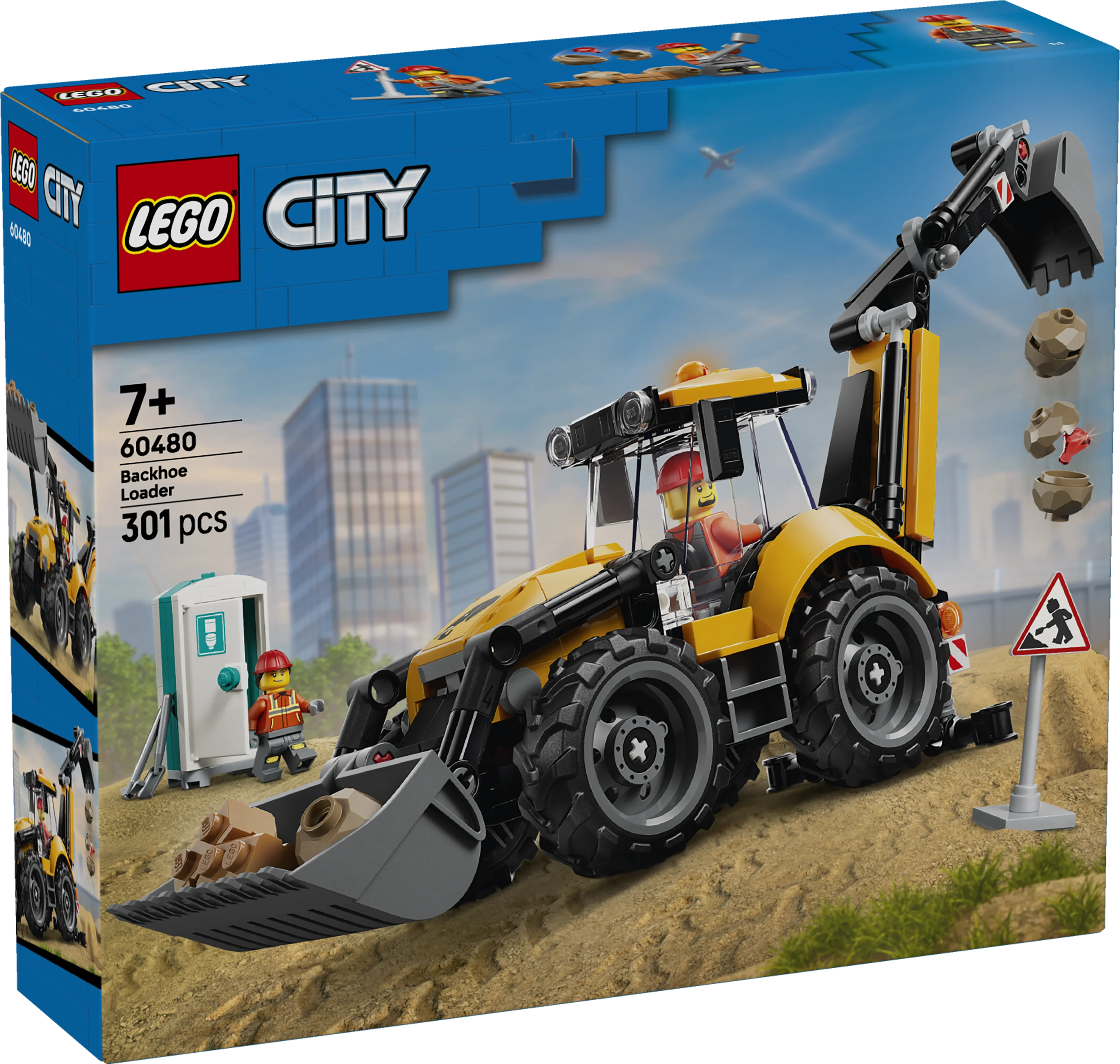 Lego City Yellow Backhoe Loader Tractor Toy 60480