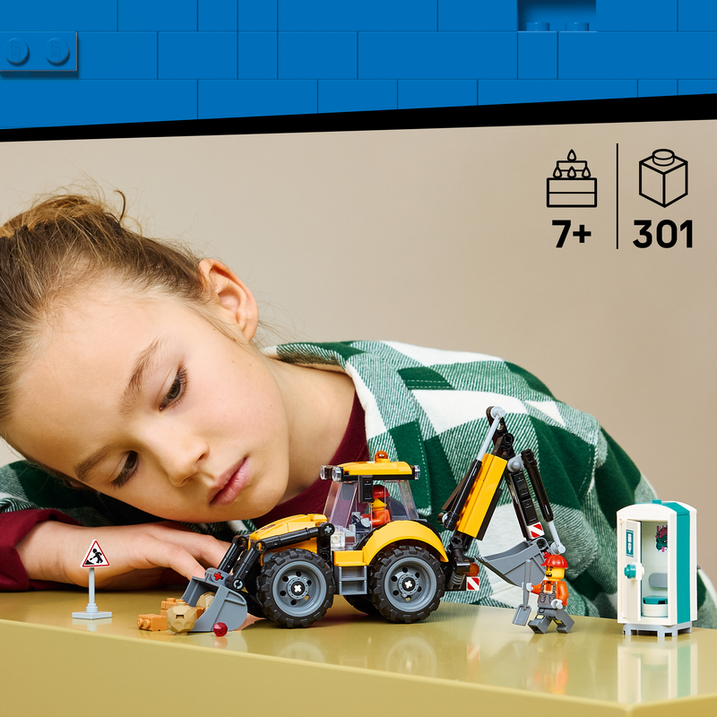 Lego City Yellow Backhoe Loader Tractor Toy 60480