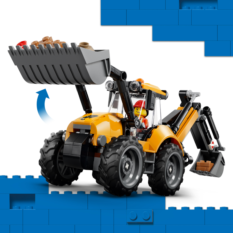 Lego City Yellow Backhoe Loader Tractor Toy 60480