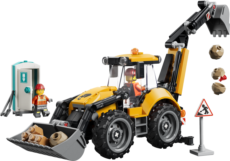 Lego City Yellow Backhoe Loader Tractor Toy 60480