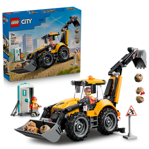 Lego City Yellow Backhoe Loader Tractor Toy 60480