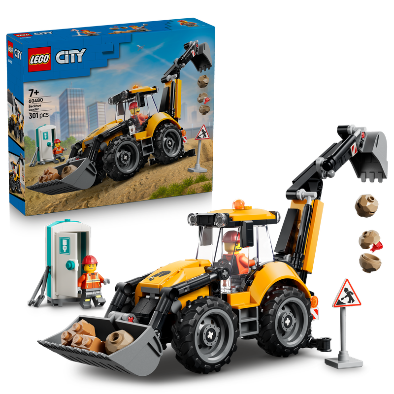 Lego City Yellow Backhoe Loader Tractor Toy 60480