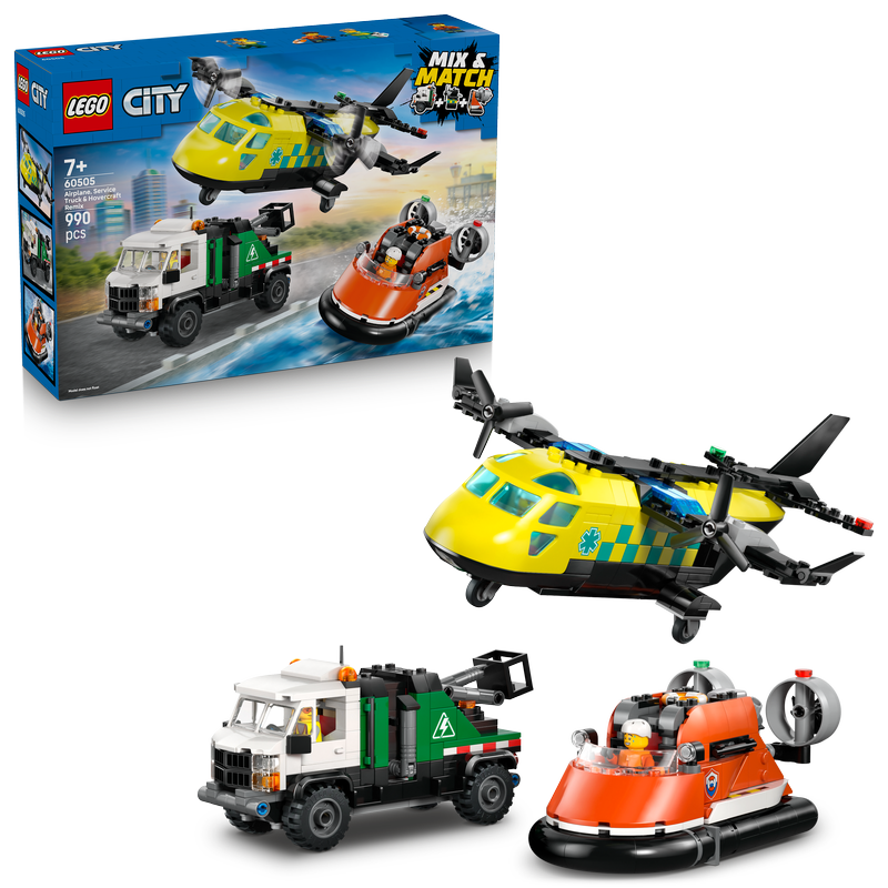 Lego® City Airplane, Service Truck & Hovercraft Remix 60505