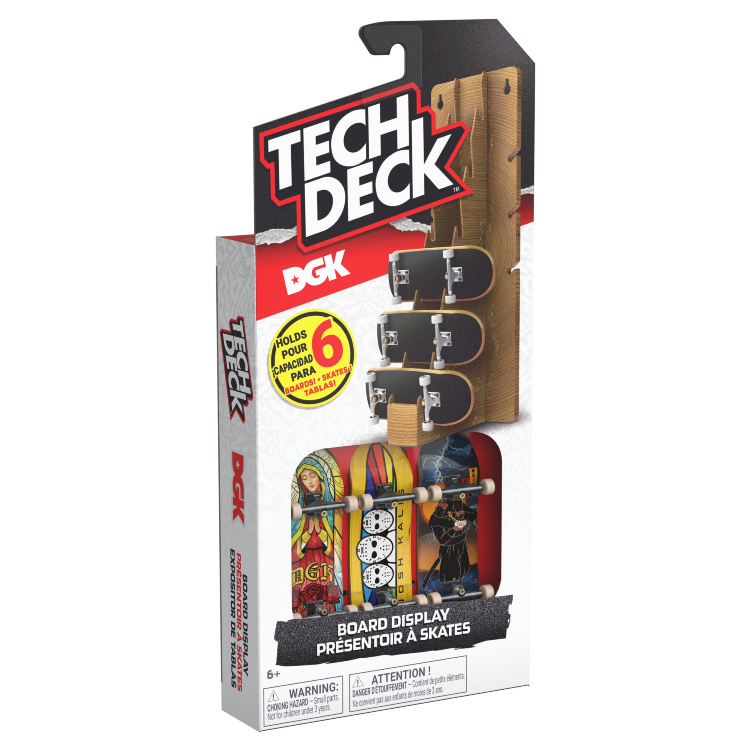 Tech Deck Dgk Fingerboard Display Stand And Skateboard Wall Mount Holds 6 Decks And Includes 3 Exclusive Tech Deck Fingerboards
