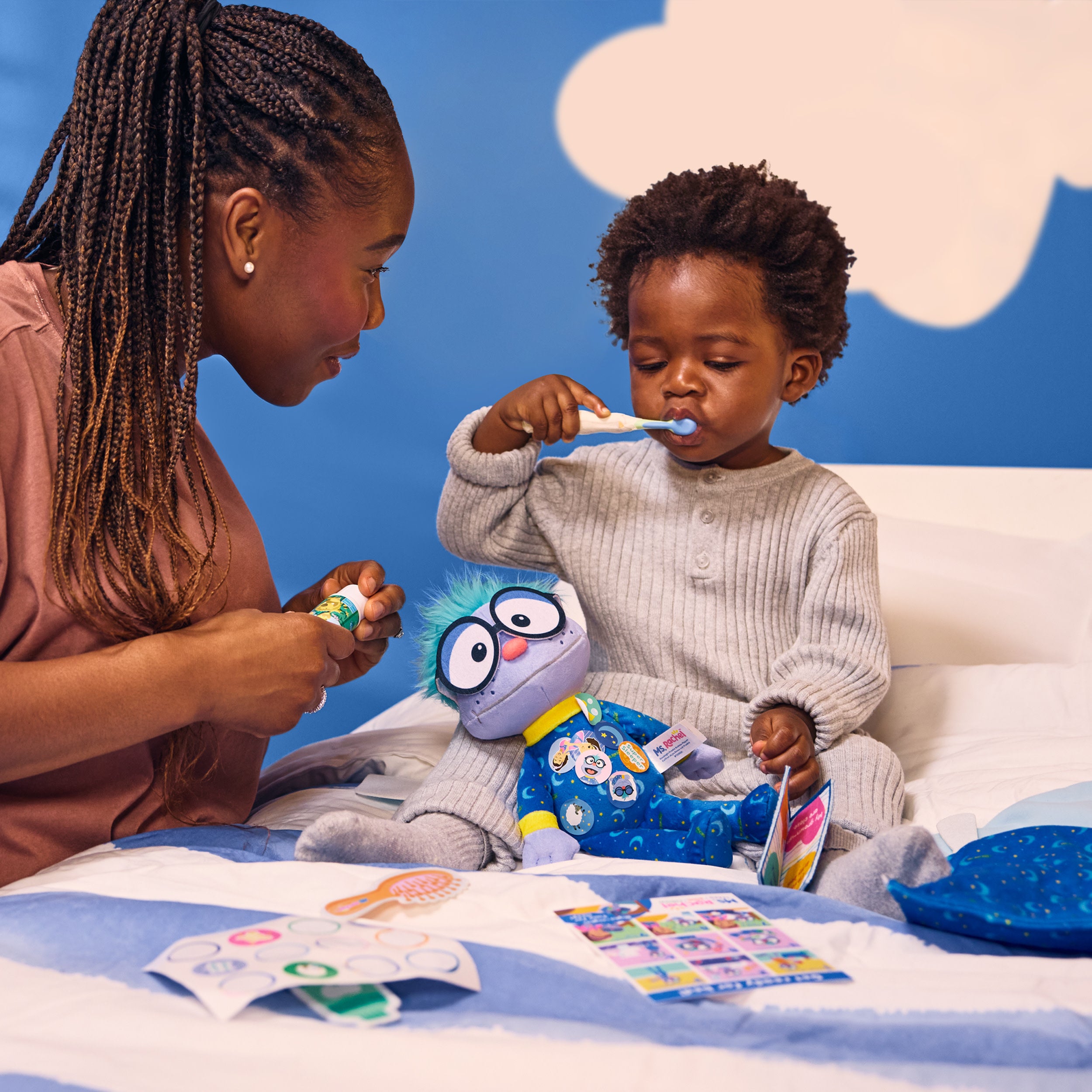 Ms. Rachel Goodnight Frankie Bedtime Playset, 11” Plush With Sleeping Bag & Accessories