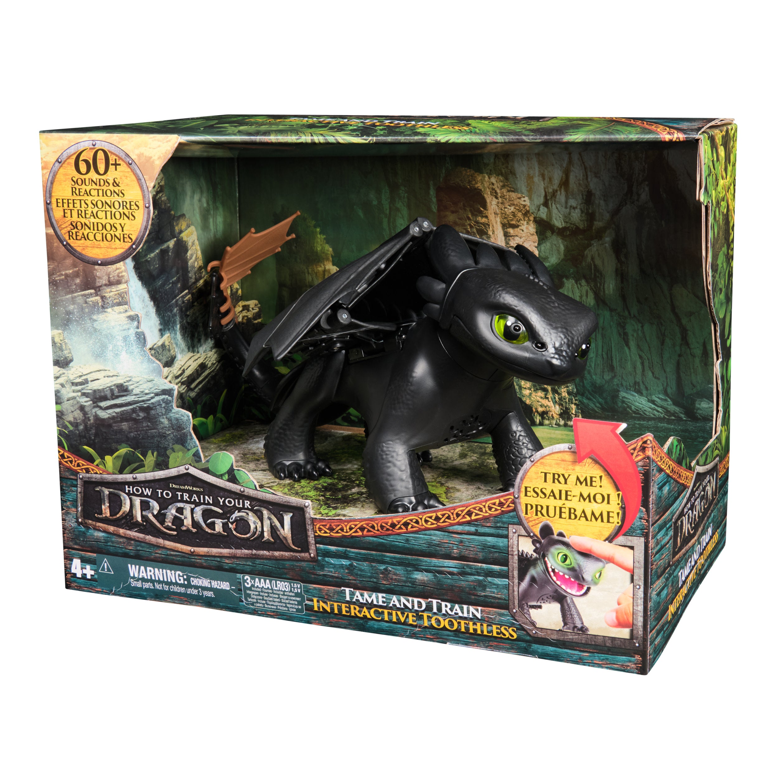Dreamworks Dragons How To Train Your Dragon Tame & Train Interactive Toothless Dragon Toy With 60 Sounds & Reactions