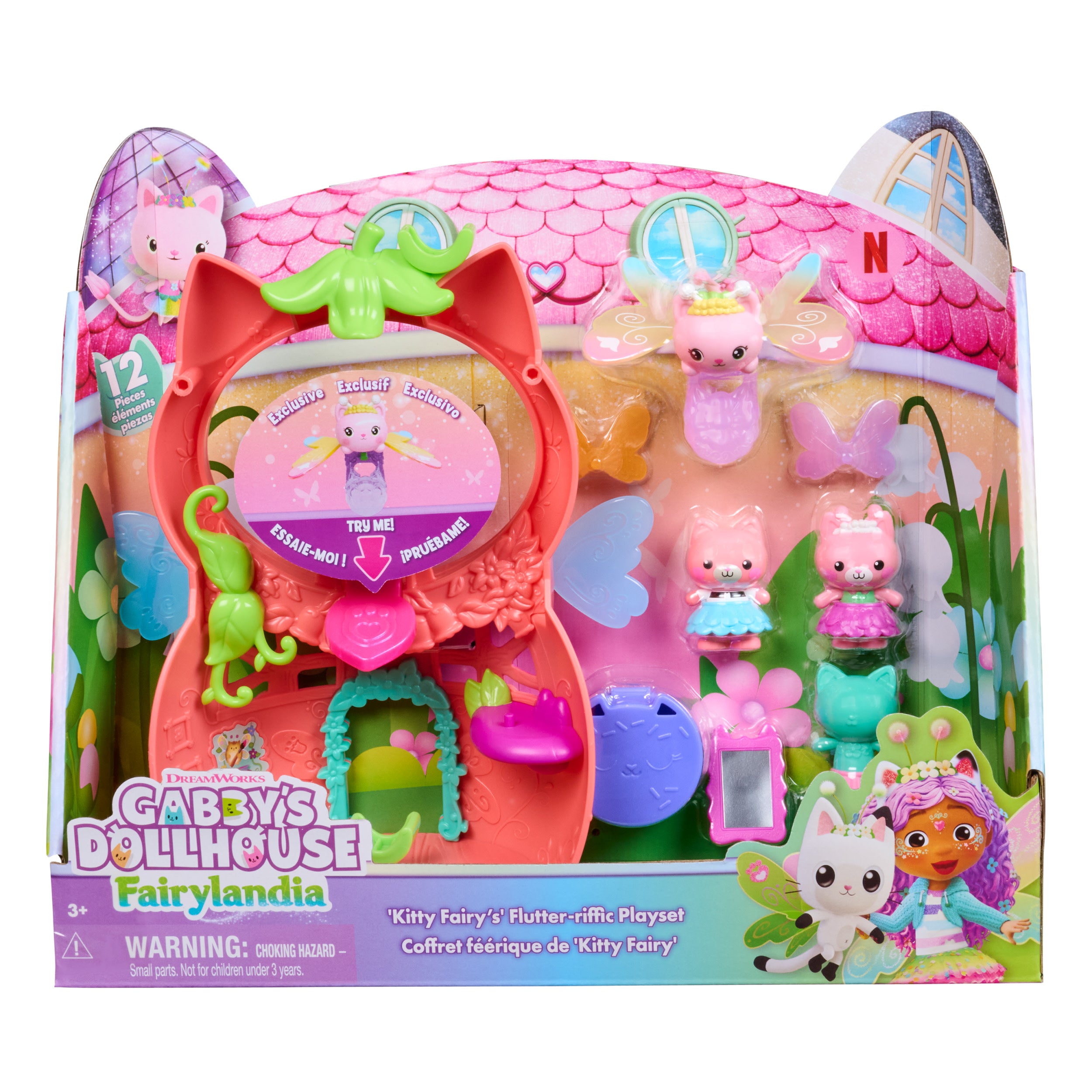 Gabby's Dollhouse Fairylandia Kitty Fairy’s Flutter-Riffic Playset With 12 Pieces And Exclusive Flutter-Riffic Ring