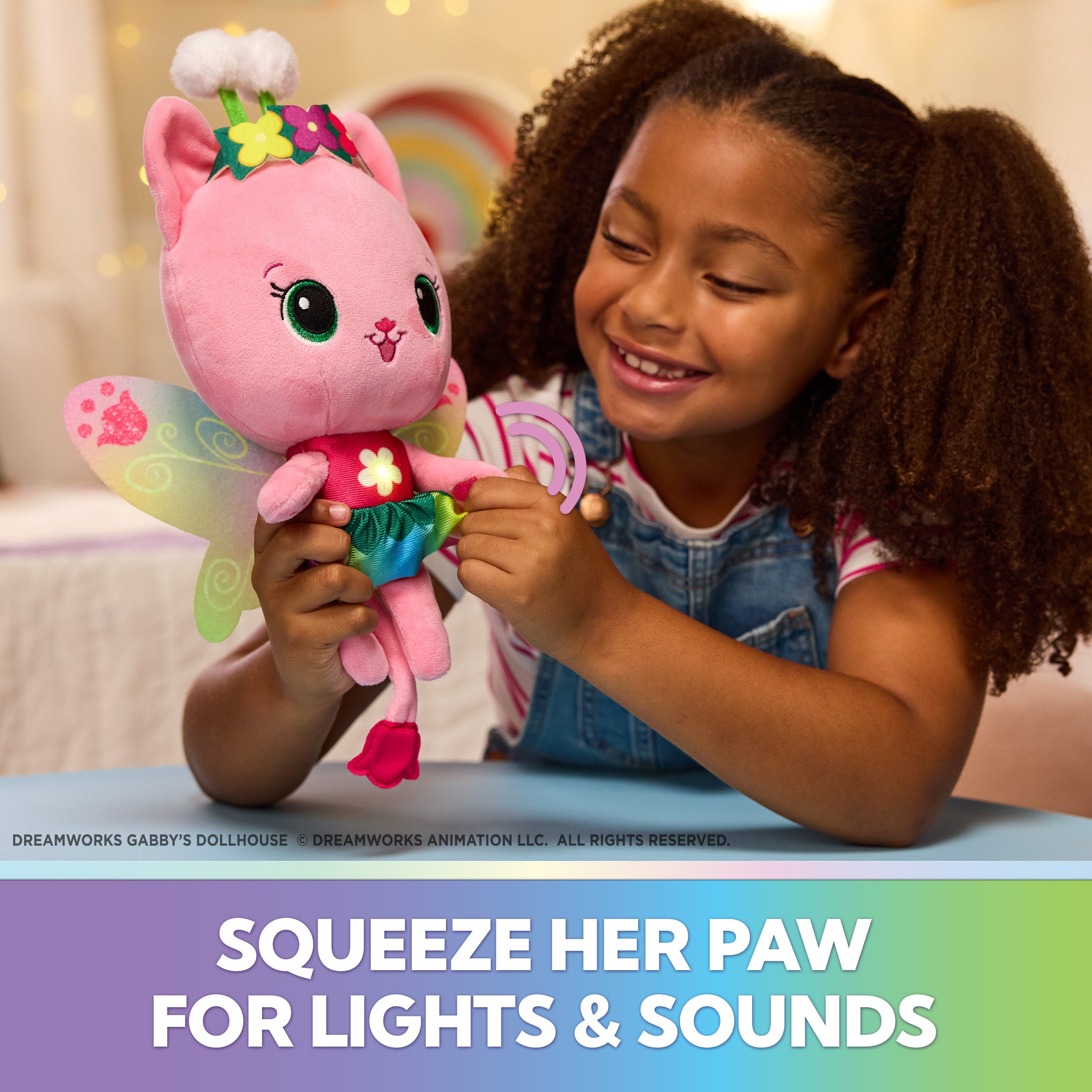 Gabby’s Dollhouse Fairylandia Official Rainbow Light-Up Kitty Fairy Plush