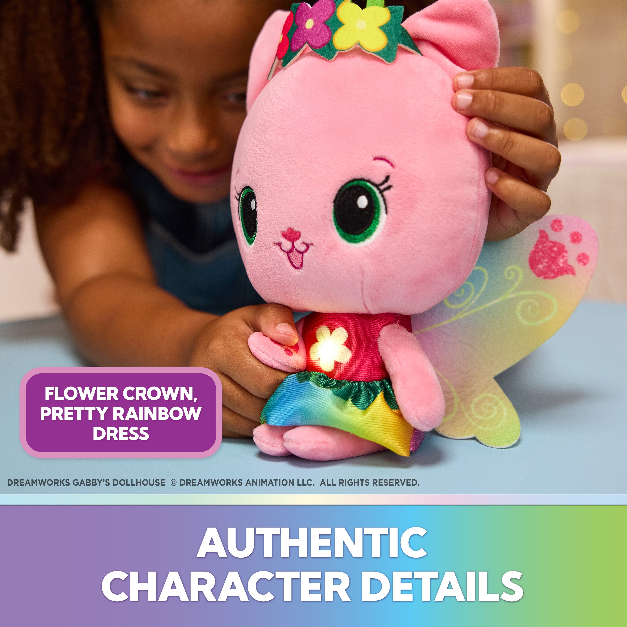 Gabby’s Dollhouse Fairylandia Official Rainbow Light-Up Kitty Fairy Plush