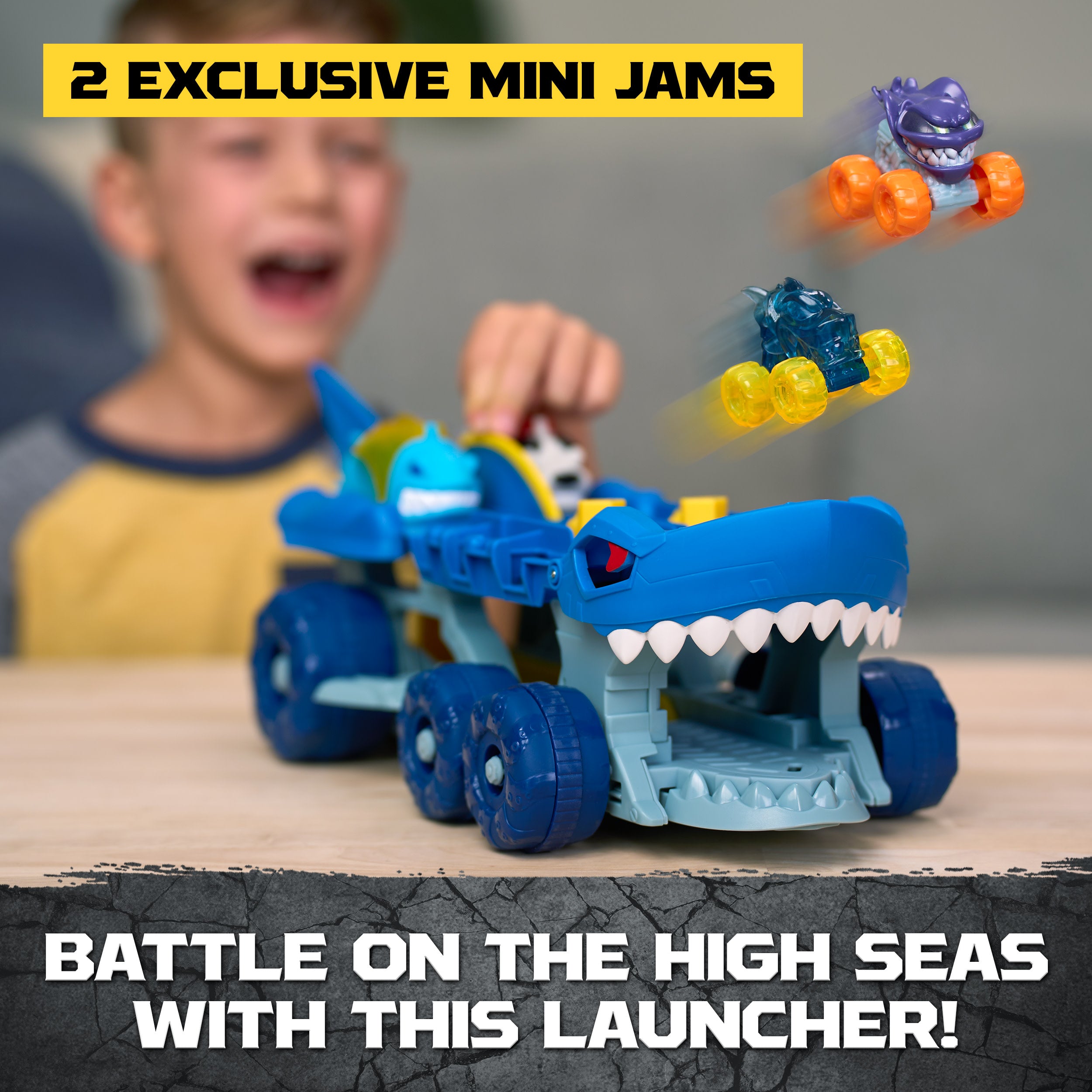 Monster Jam Mini Jams Megalodon Squid Takedown Playset With 2 Exclusive Mini Monster Trucks, Megalodon & Monster Manta