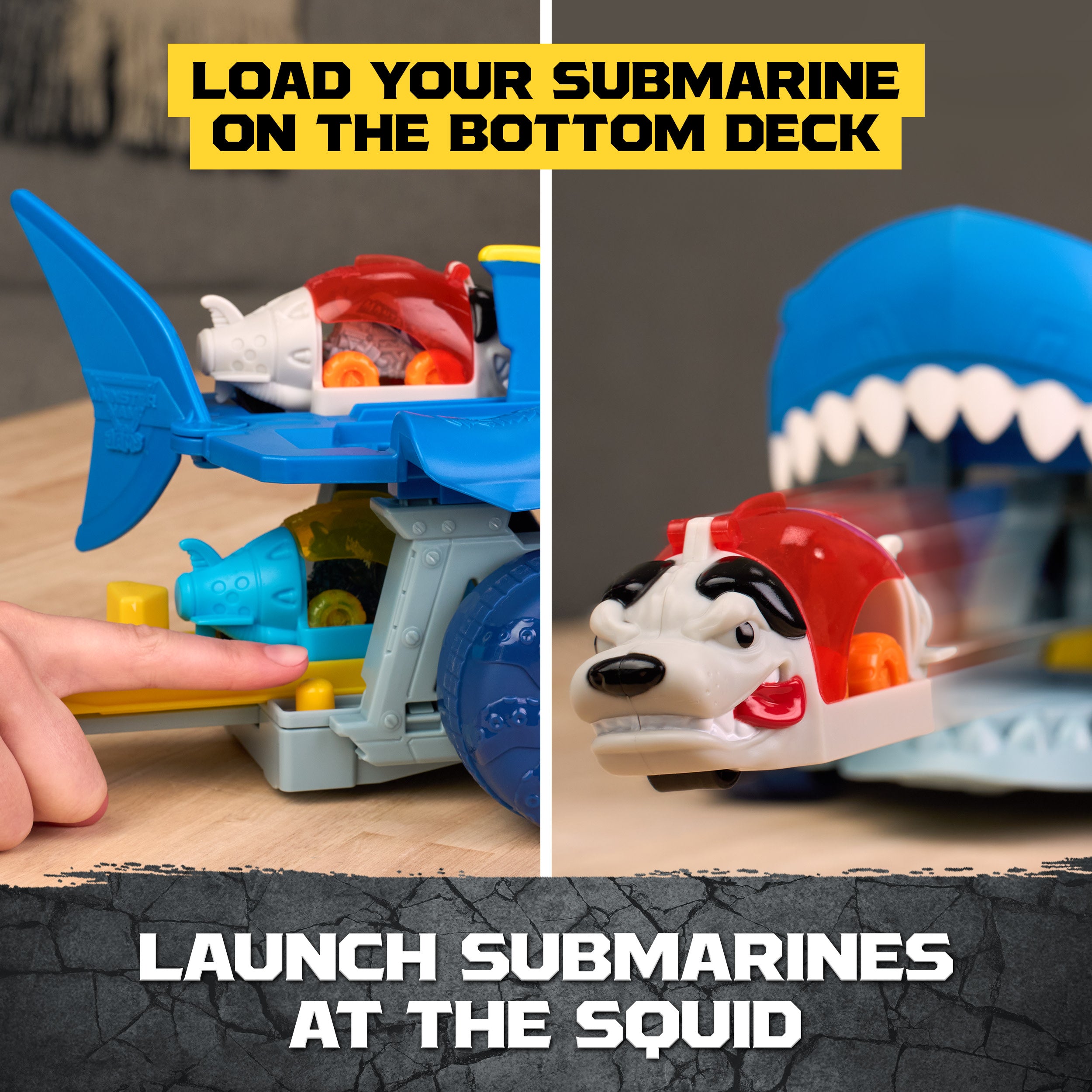 Monster Jam Mini Jams Megalodon Squid Takedown Playset With 2 Exclusive Mini Monster Trucks, Megalodon & Monster Manta
