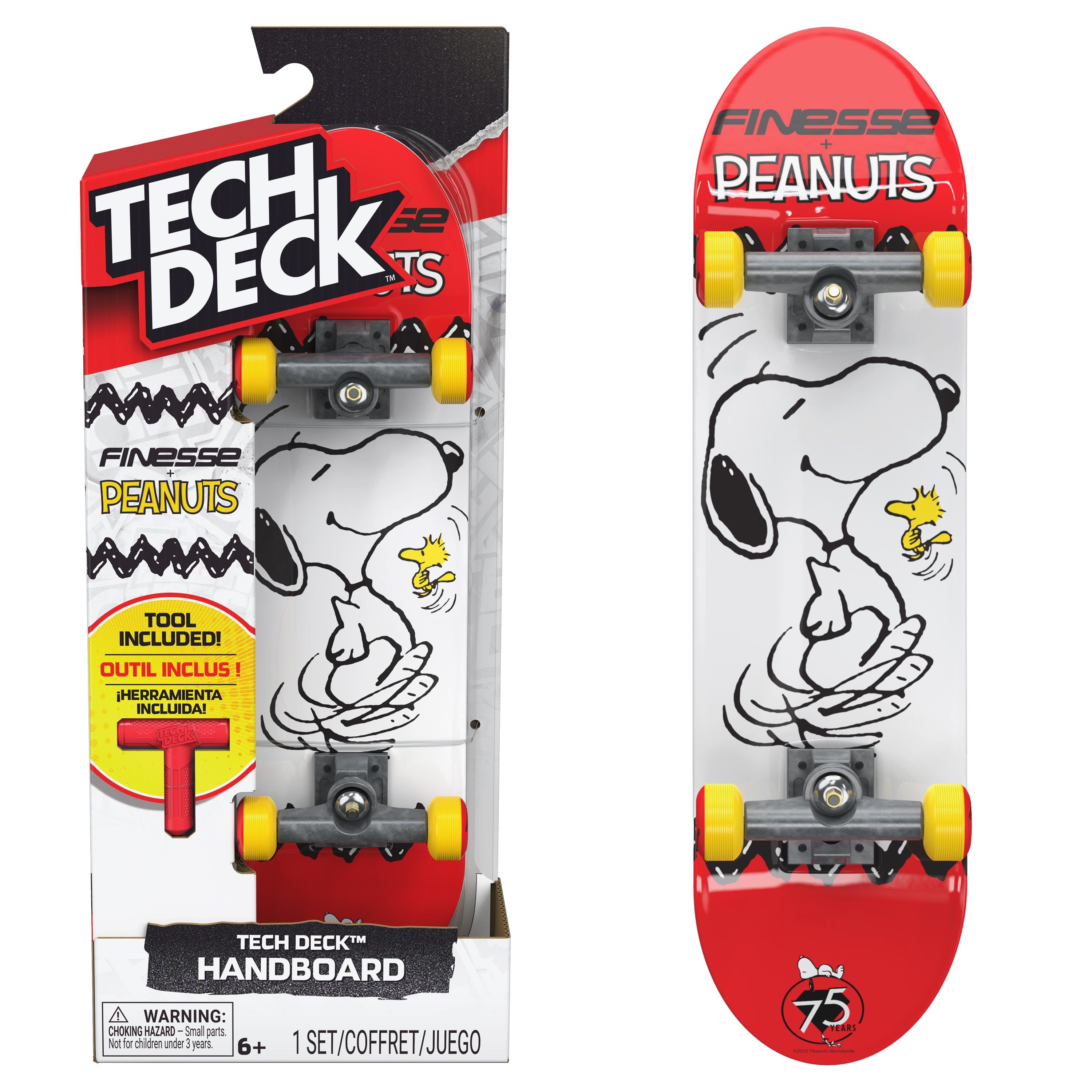 Tech Deck Finesse Peanuts Handboard  Authentic Mini Skateboards (Hands Use Only)