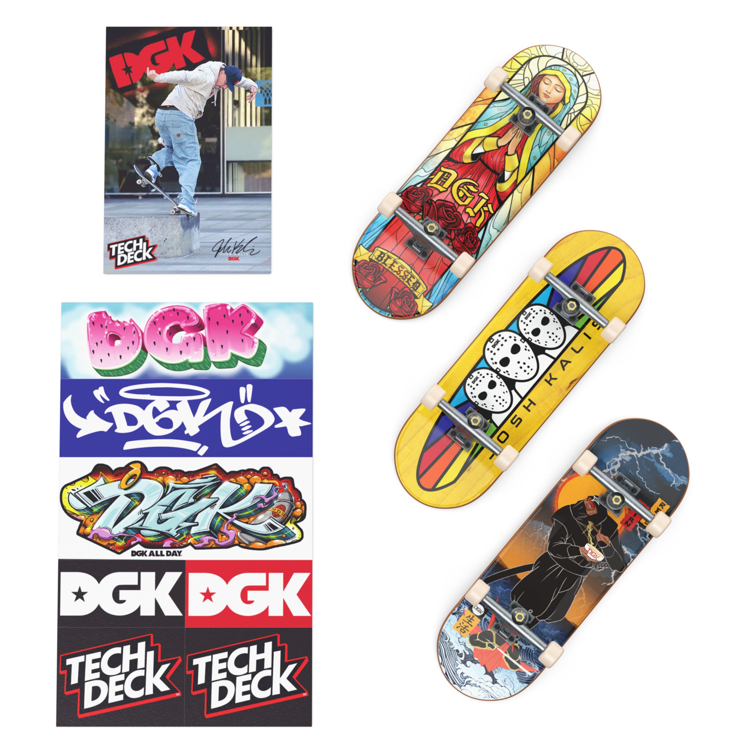 Tech Deck Dgk Fingerboard Display Stand And Skateboard Wall Mount Holds 6 Decks And Includes 3 Exclusive Tech Deck Fingerboards