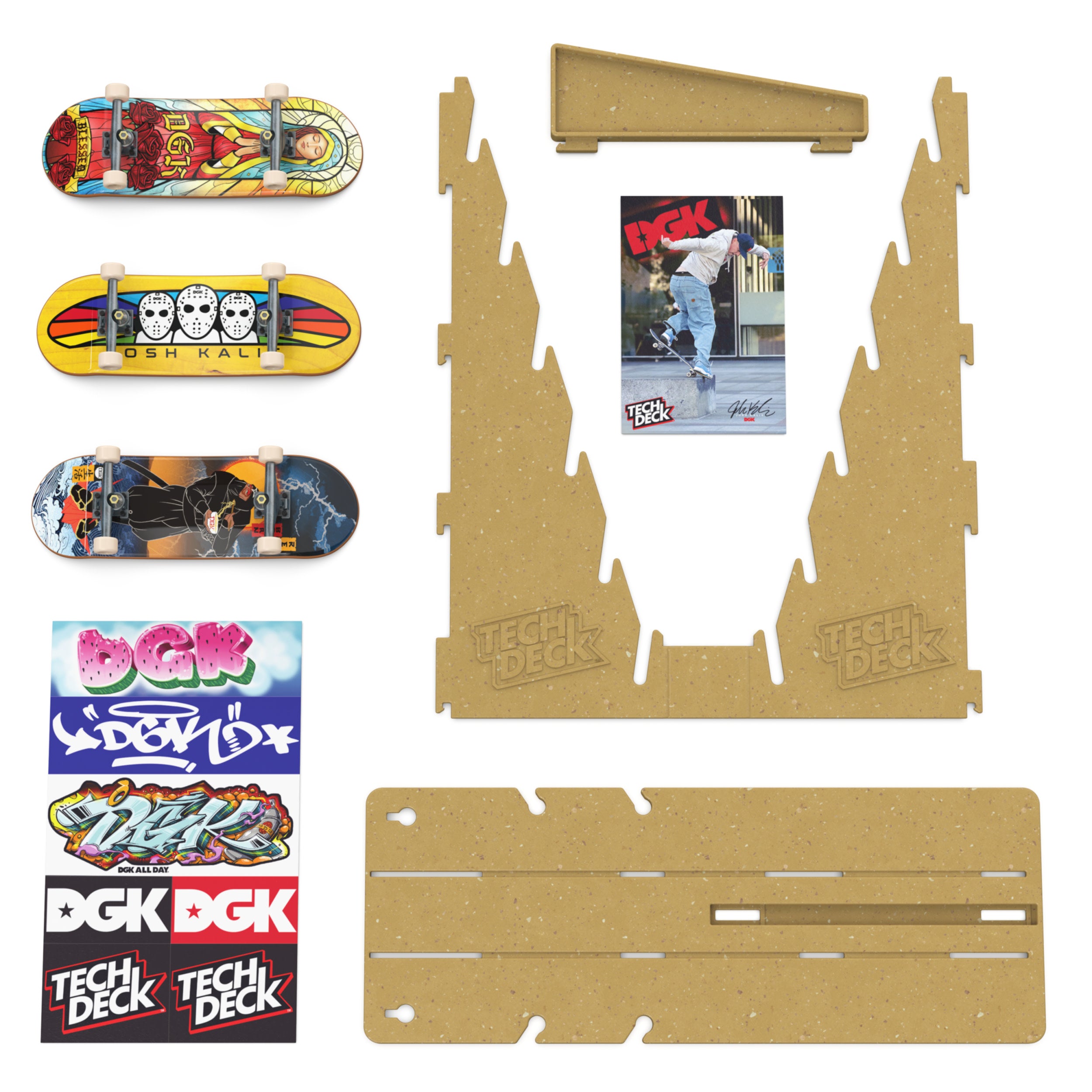 Tech Deck Dgk Fingerboard Display Stand And Skateboard Wall Mount Holds 6 Decks And Includes 3 Exclusive Tech Deck Fingerboards