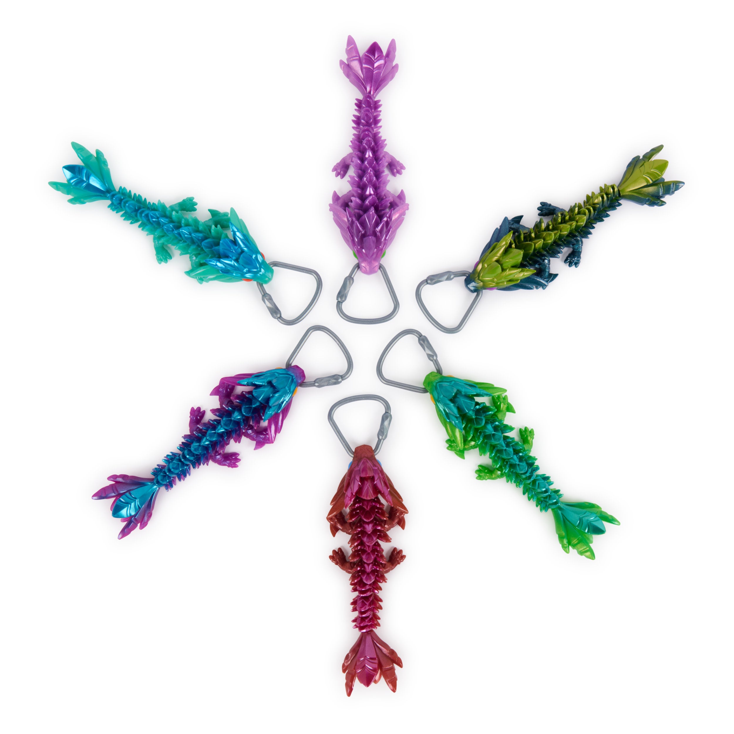 Crystalynx 15.2 Cm Articulated Dragon With Carabiner Clip Blind Box Collectible 3D Printed Dragon Bag Charms (Styles May Vary) Fidget Toys And Fashion Accessories