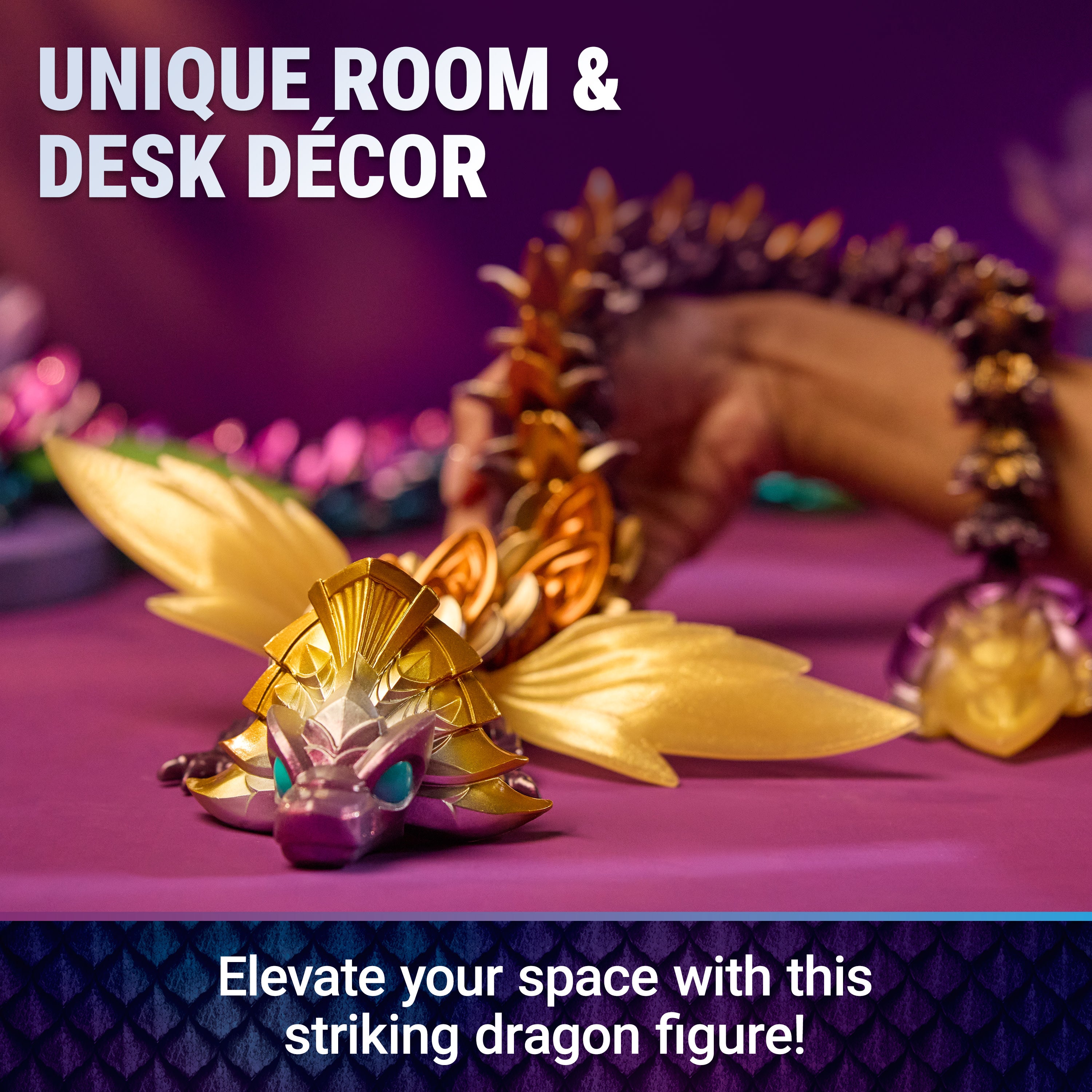 Crystalynx 60 Cm Articulated Dragon Collectible 3D Printed Dragon With Collector’s Box For Kids And Adults (Styles Vary) Fidget Toys For Home Decor Or Desk Accessories