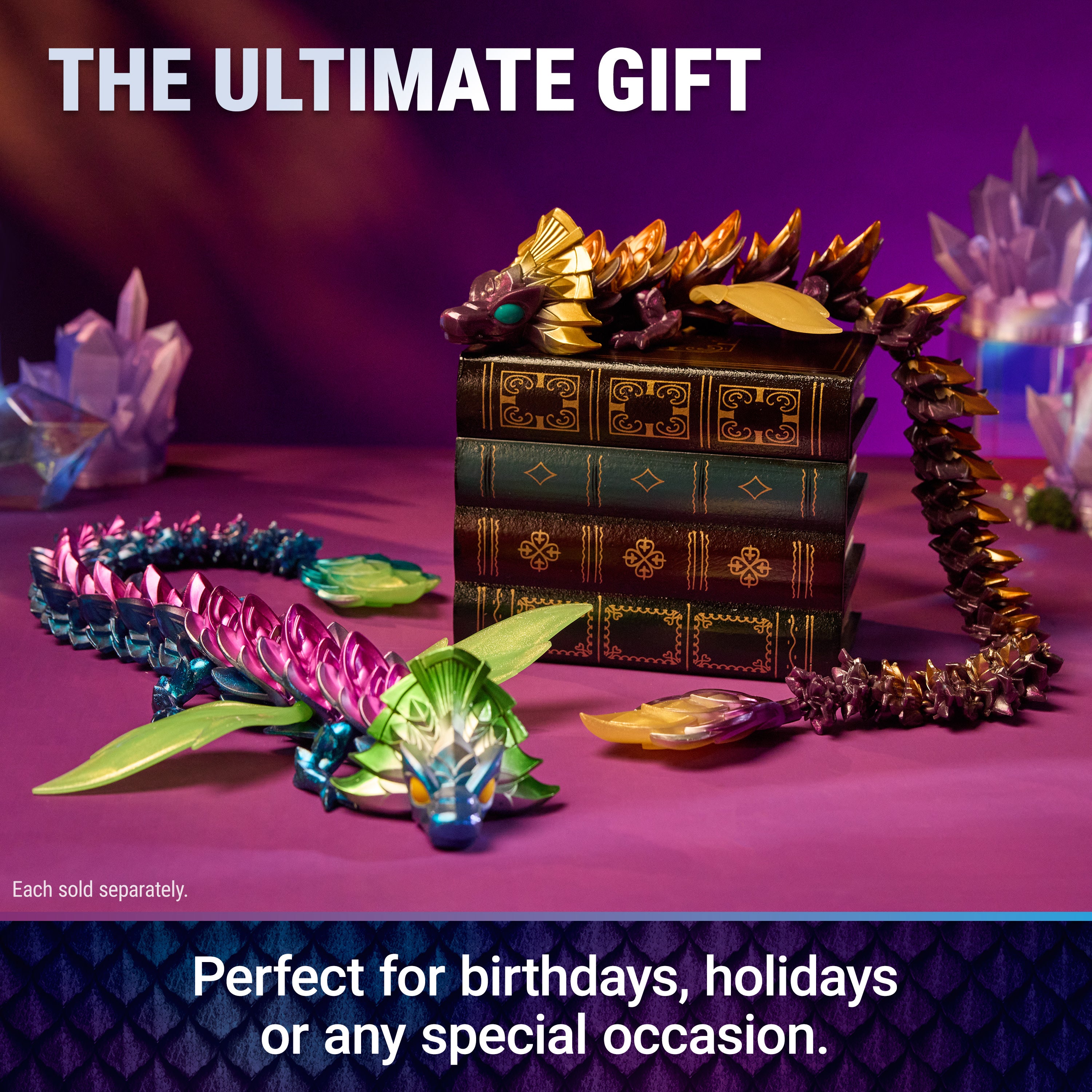 Crystalynx 60 Cm Articulated Dragon Collectible 3D Printed Dragon With Collector’s Box For Kids And Adults (Styles Vary) Fidget Toys For Home Decor Or Desk Accessories