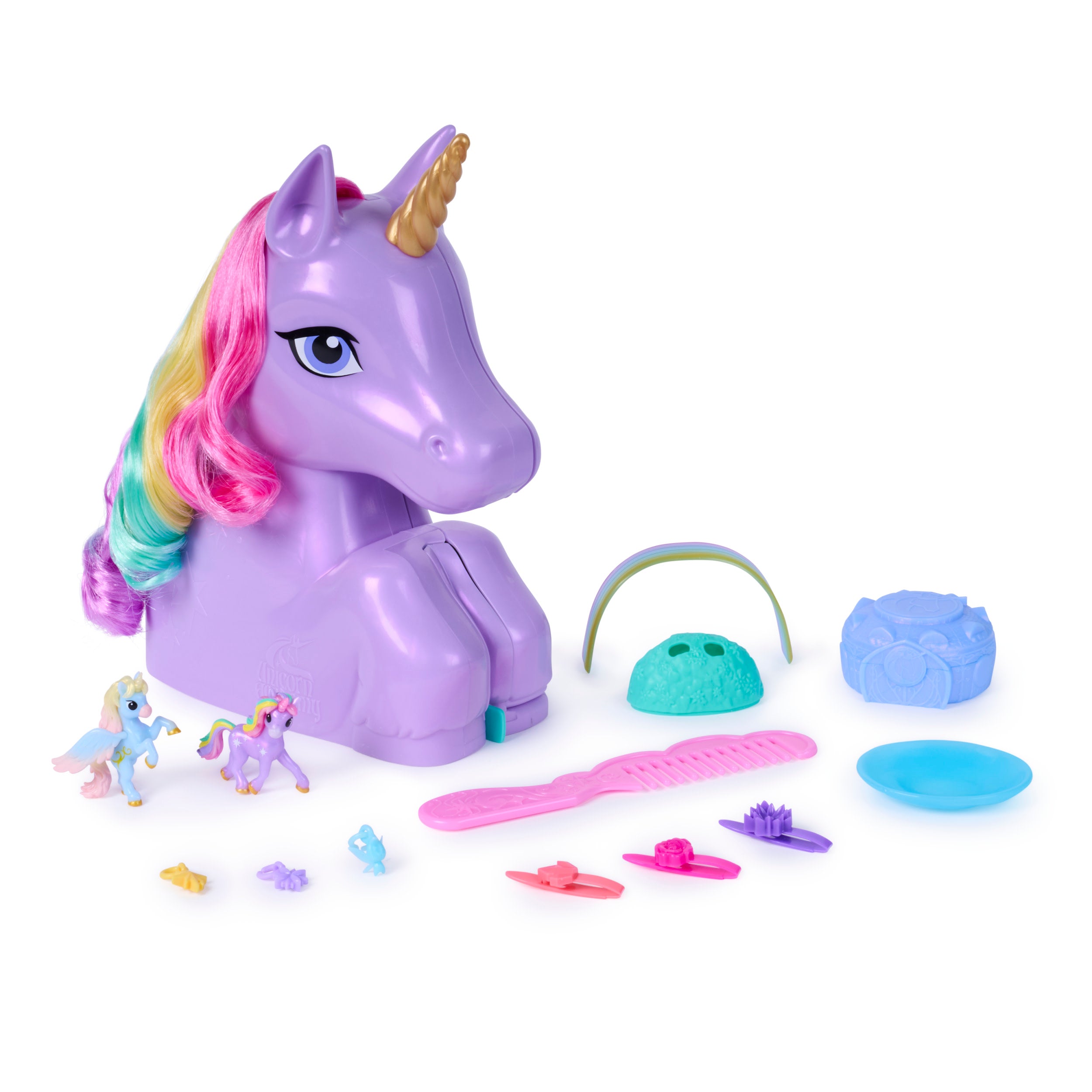 Unicorn Academy 2-In-1 Wildstar Styling Head And Mini Figure Playset With Over 15 Pieces And Hair Accessories